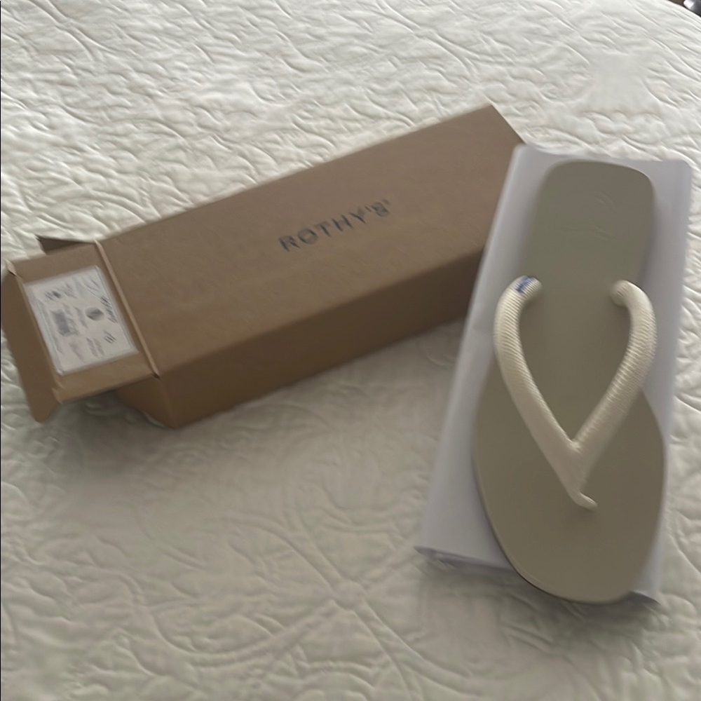 Rothy's Taupe Sandals with Cream Straps